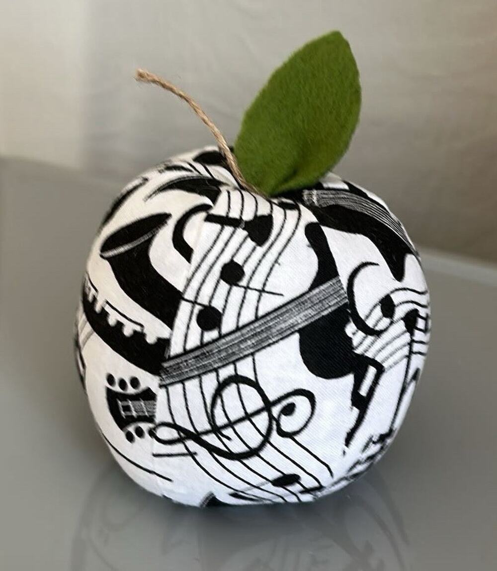 Handmade Pin Cushion Apple Fruit Shape Fabric Music Themed